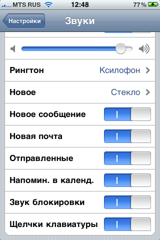 Скриншоты настроек Apple iPhone 3G S