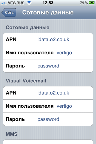 Скриншоты настроек Apple iPhone 3G S