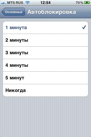 Скриншоты настроек Apple iPhone 3G S