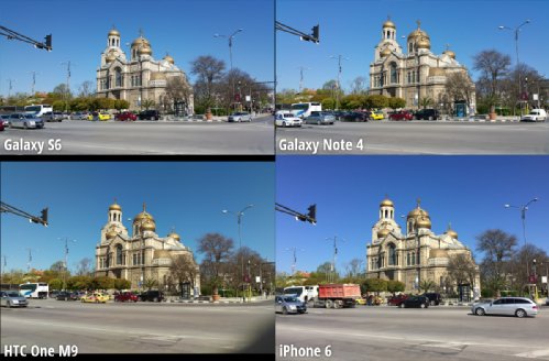  A comparison of the cameras Samsung Galaxy S6, HTC One M9, Galaxy Note iPhone 4 and 6 