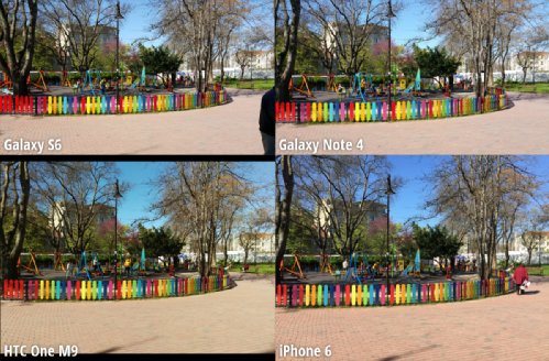  A comparison of the cameras Samsung Galaxy S6, HTC One M9, Galaxy Note iPhone 4 and 6 