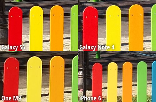  A comparison of the cameras Samsung Galaxy S6, HTC One M9, Galaxy Note iPhone 4 and 6 