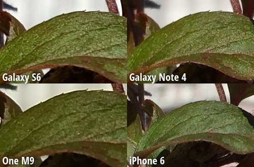 A comparison of the cameras Samsung Galaxy S6, HTC One M9, Galaxy Note iPhone 4 and 6