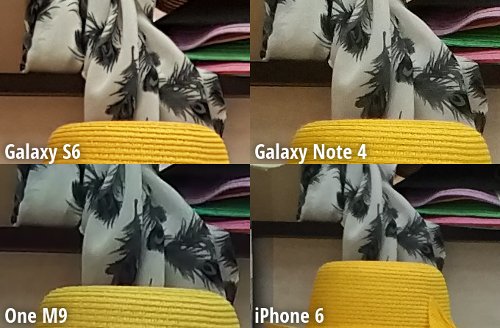 A comparison of the cameras Samsung Galaxy S6, HTC One M9, Galaxy Note iPhone 4 and 6 