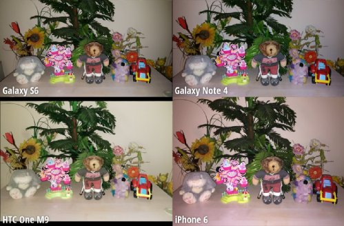  A comparison of the cameras Samsung Galaxy S6, HTC One M9, Galaxy Note iPhone 4 and 6 