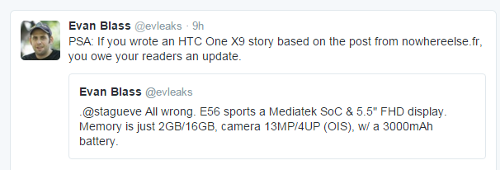 Слухи: HTC One X9 (E56) не станет новым флагманом