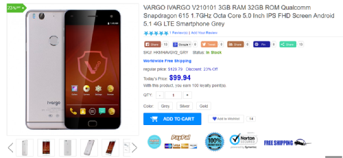 : Vargo Ivargo   $130  Snapdragon  3  