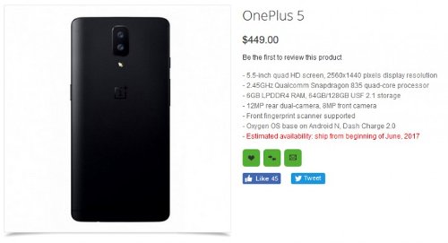 : OnePlus 5   $449