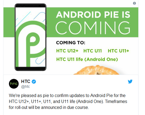  : Sony  HTC      Android 9.0 Pie