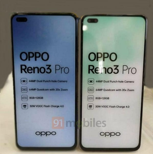 Слухи: Раскрыты некоторые характеристики Oppo Reno3 Pro