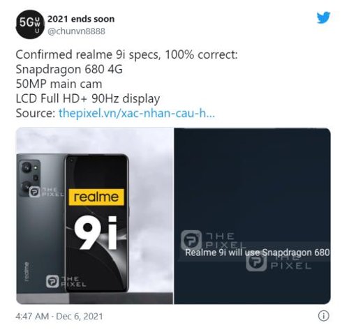 Слухи:  Realme 9i получит чипсет Snapdragon 680