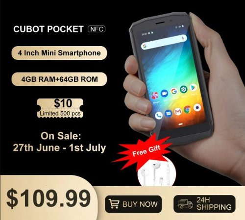 Анонсы: Мини-смартфон Cubot Pocket доступен для покупки по всему миру