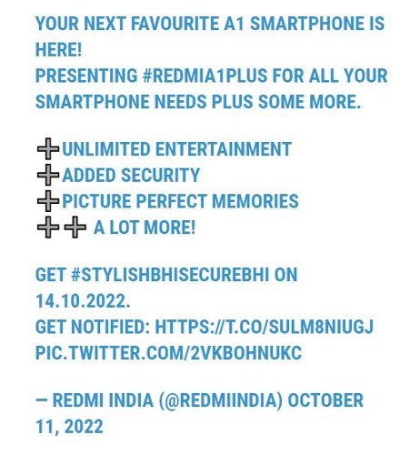 : Redmi A1+     14 