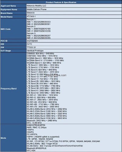 : Motorola Moto G54 5G   FCC