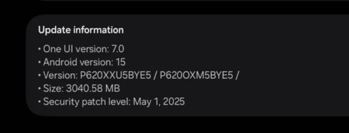 : Samsung Galaxy A25  Galaxy Tab S6 Lite (2024)   Android 15  One UI 7