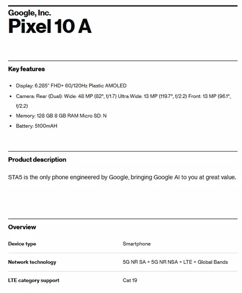 : Google Pixel 10a    Pixel 9a